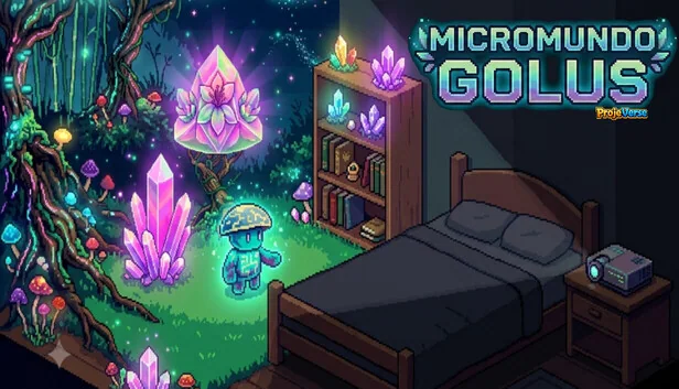 Arte oficial da experiência Micromundo Golus do ProjeVerse